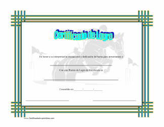 Document preview: Certificado De Logro En Equestrianismo - Azure (Spanish)