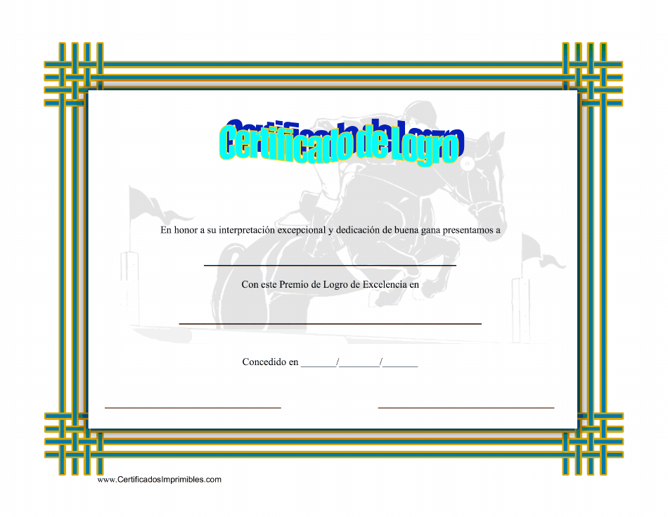 Certificado de Logro en Equestrianismo - Azure