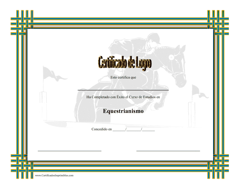 &quot;Certificado De Logro En Equestrianismo&quot; (Spanish) Download Pdf