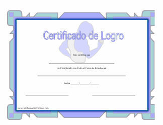 Document preview: Certificado Do Logro En Evaluacion Sportivo (Spanish)