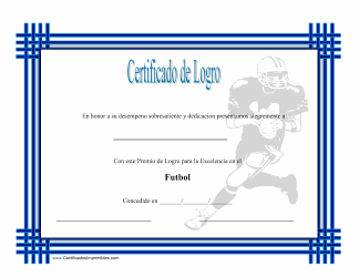 &quot;Certificado Do Logro En Futbol&quot; (Spanish)