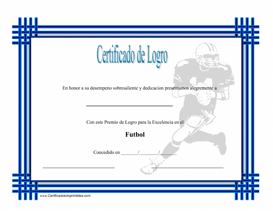 Certificado de Logro en Fútbol - TemplateROLLER