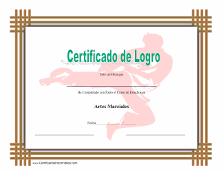 &quot;Certificado Do Logro En Artes Marciales&quot; (Spanish)