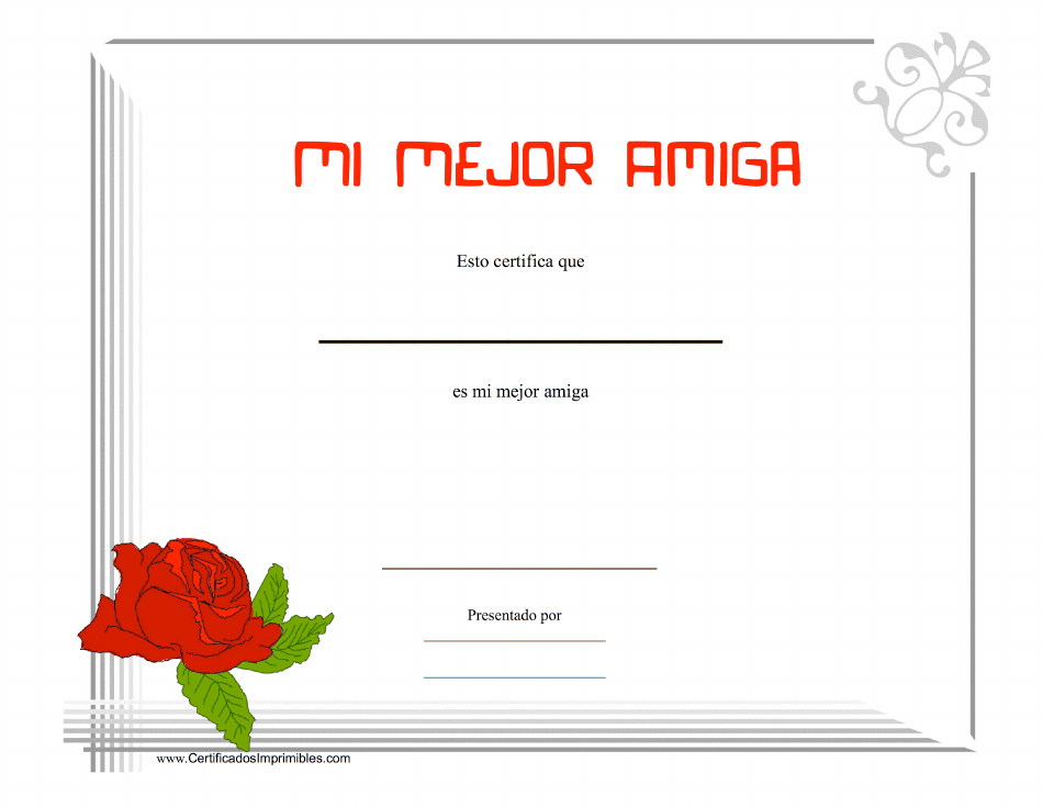 Mi Mejor Amiga Certificado - Rose (Spanish), Page 1