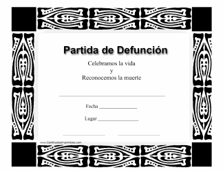 Document preview: Certificado De Partida De Defuncion - Smooth Pattern (Spanish)