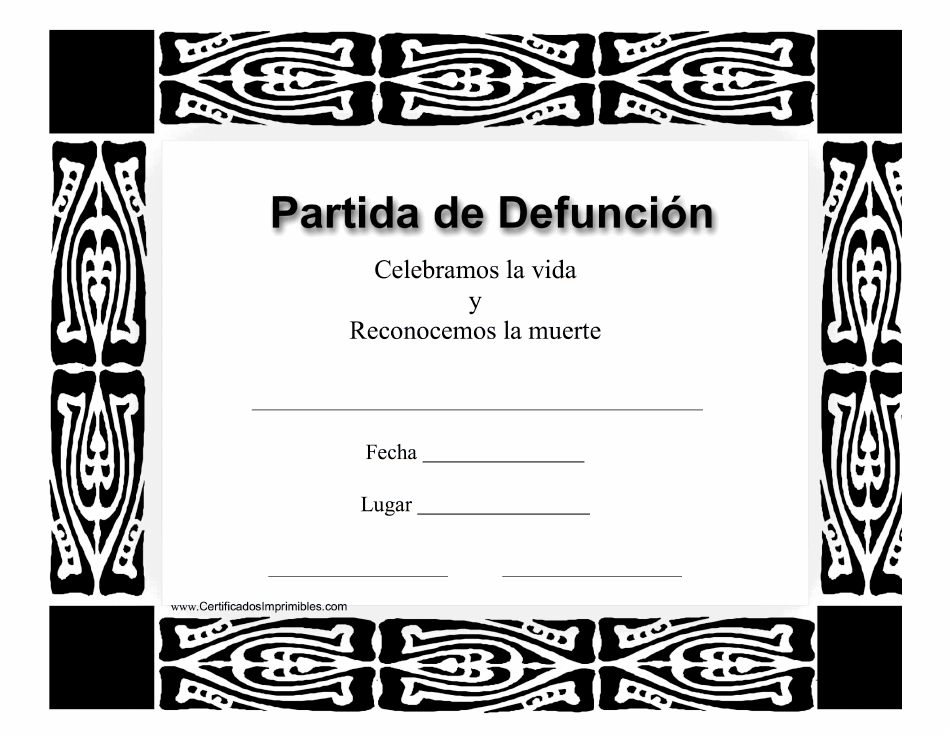 Certificado De Partida De Defuncion – Smooth Pattern (Spanish)