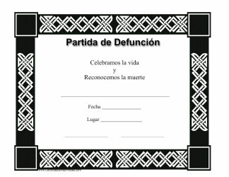 Document preview: Certificado De Partida De Defuncion - Ethnic Pattern (Spanish)