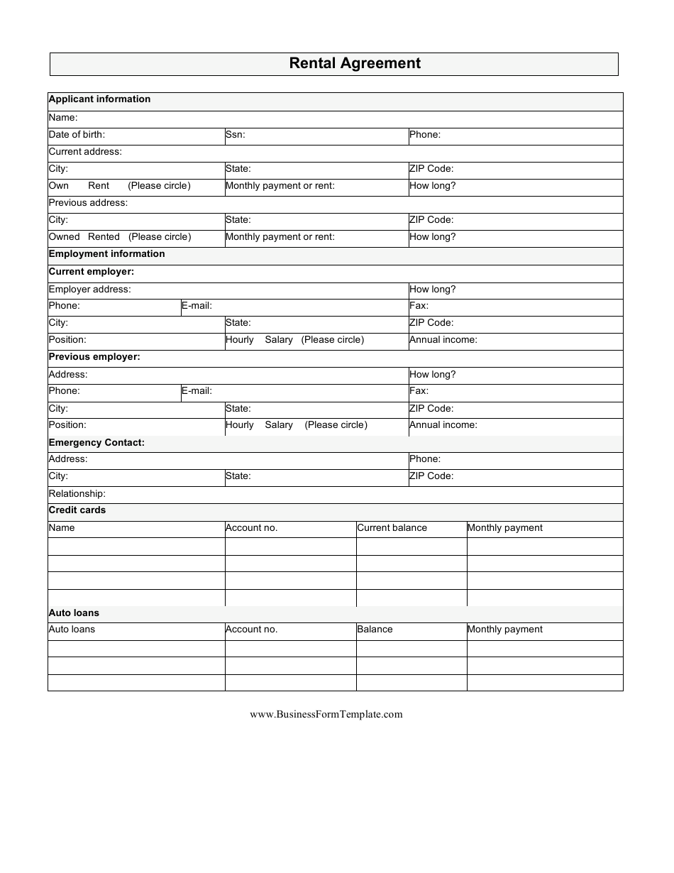 Rental Agreement Template, Page 1