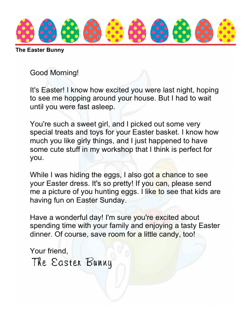 Sample Easter Bunny Letter