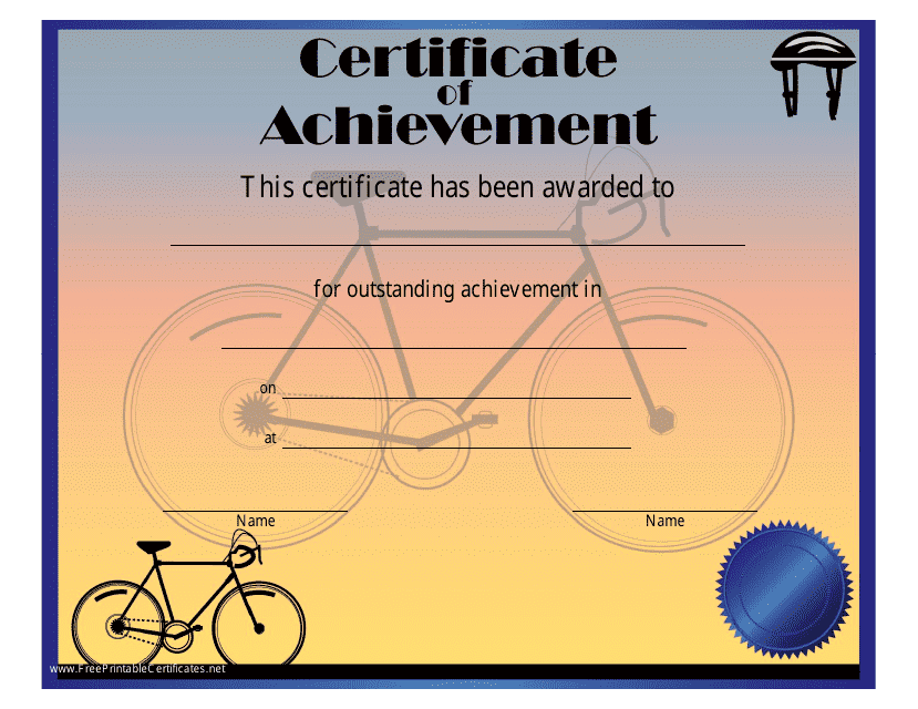 Certificate of Achievement Template - Bicycle