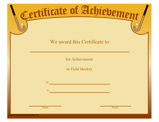 Document preview: Field Hockey Certificate of Achievement Template