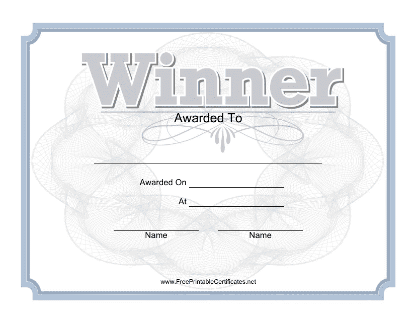 Winner Certificate Template Download Printable PDF | Templateroller