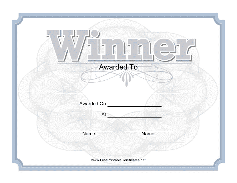 Preview of a Grey Winner Certificate Template