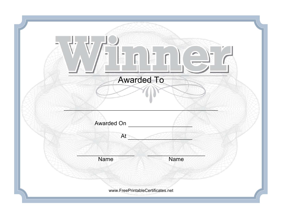 Winner Certificate Template Grey Download Printable PDF Templateroller