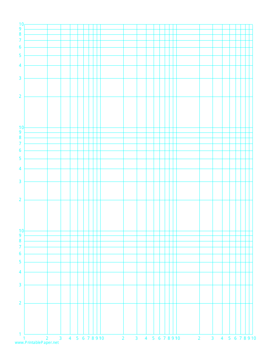 Log-Log Paper with Logarithmic Horizontal and Vertical Axis - Letter Size