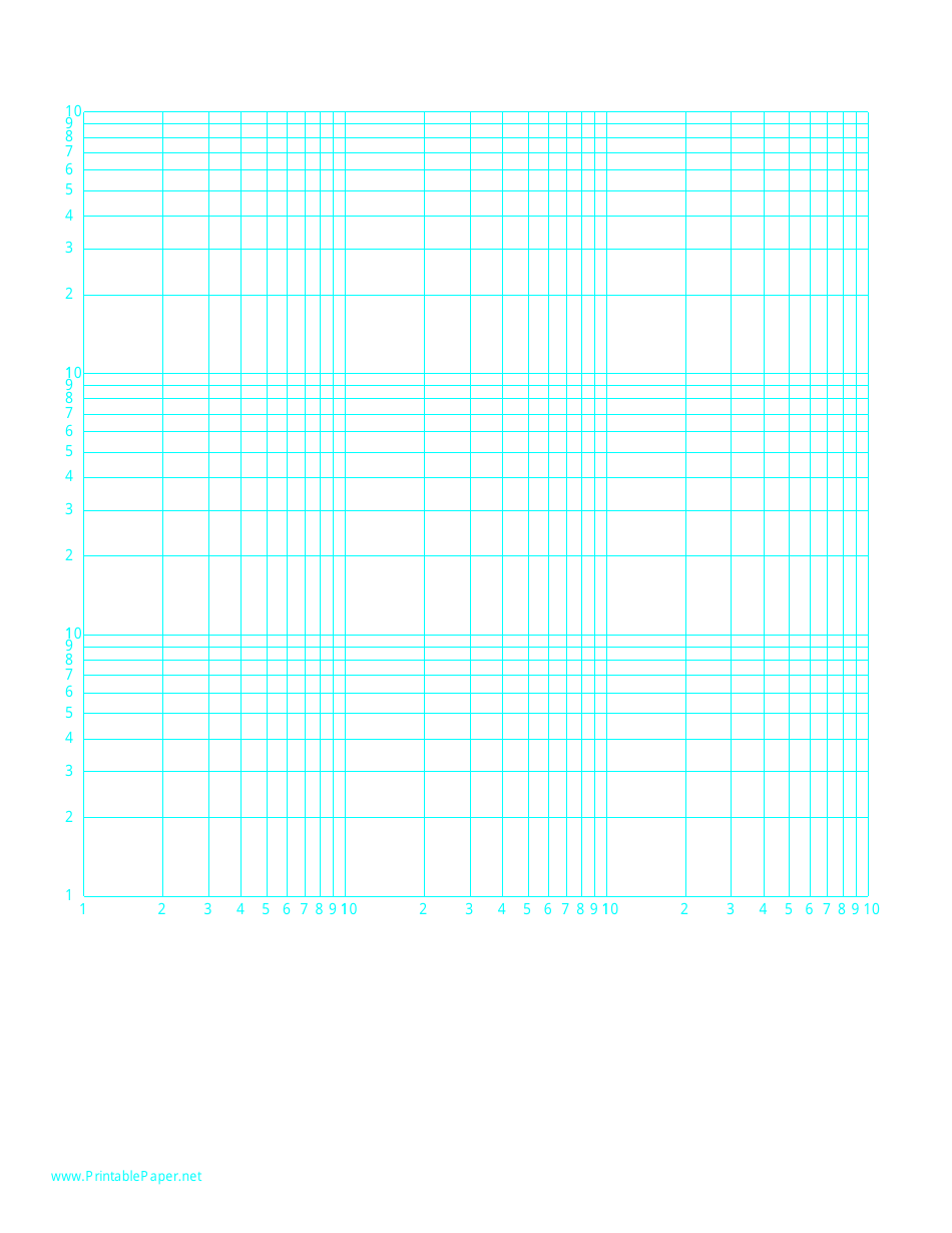 Log-Log Paper With Logarithmic Horizontal Axis (Three Decades) and Logarithmic Vertical Axis (Three D
