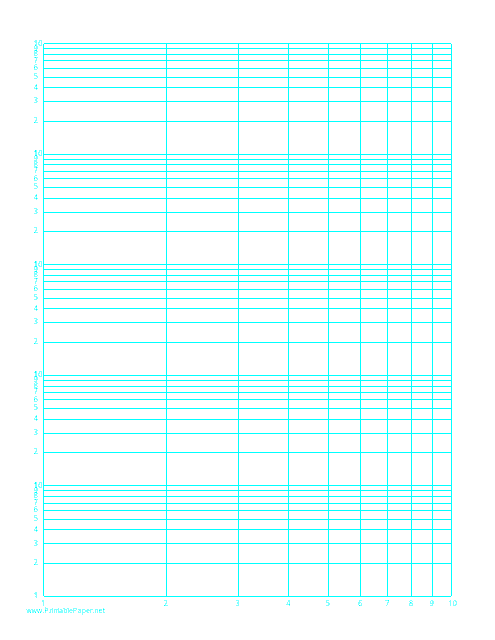 Log-Log Paper With Logarithmic Horizontal Axis (One Decade) and Logarithmic Vertical Axis (Five Decades) on Letter-Sized Paper