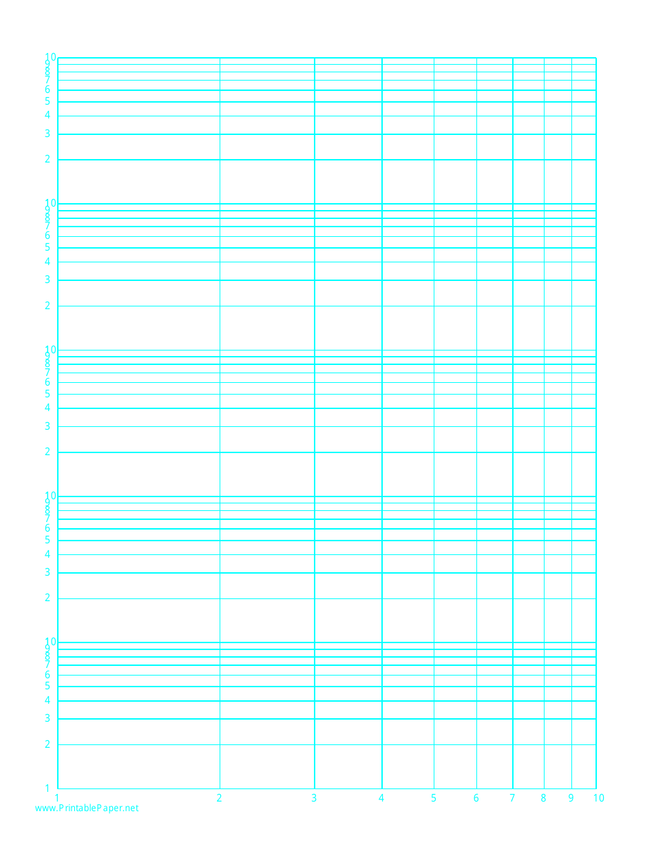 Log-Log Paper with Logarithmic Horizontal Axis and Logarithmic Vertical Axis on Letter-Sized Paper