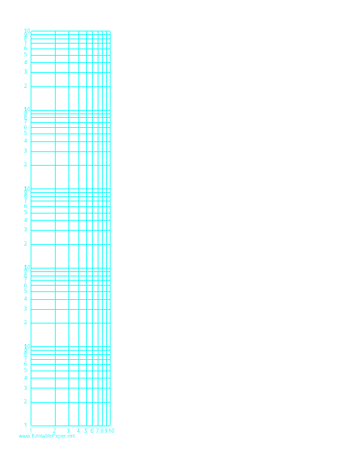 Log-Log Paper With Logarithmic Horizontal Axis (One Decade) and Logarithmic Vertical Axis (Five Decades) With Equal Scales on Letter-Sized Paper