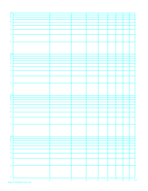Log-Log Paper With Logarithmic Horizontal Axis (One Decade) and Logarithmic Vertical Axis (Four Decades) on Letter-Sized Paper Template Preview