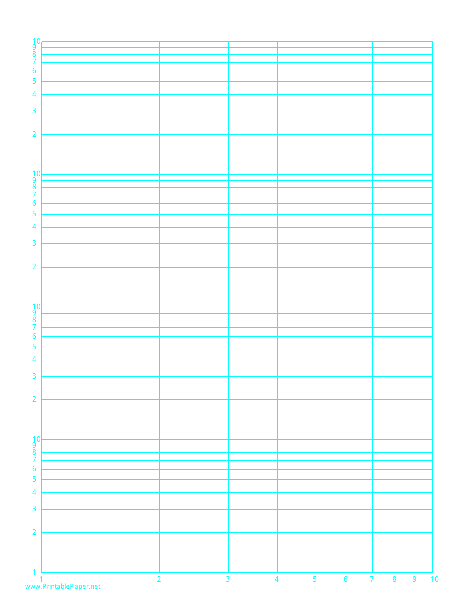 Log-Log Paper With Logarithmic Horizontal Axis (One Decade) and Logarithmic Vertical Axis (Four Decades) on Letter-Sized Paper Template Preview