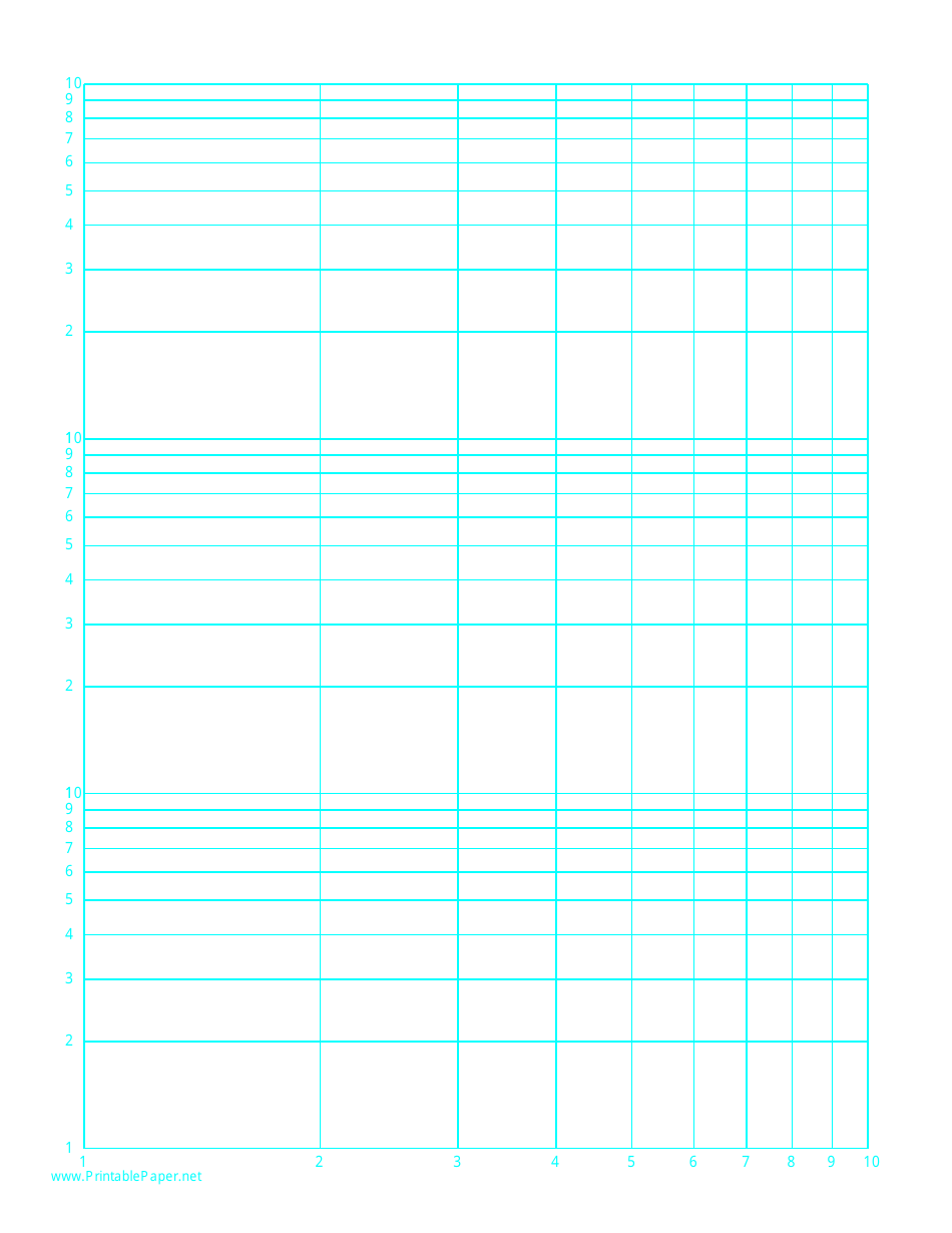 LogLog Paper With Template Logarithmic Horizontal Axis (One Decade