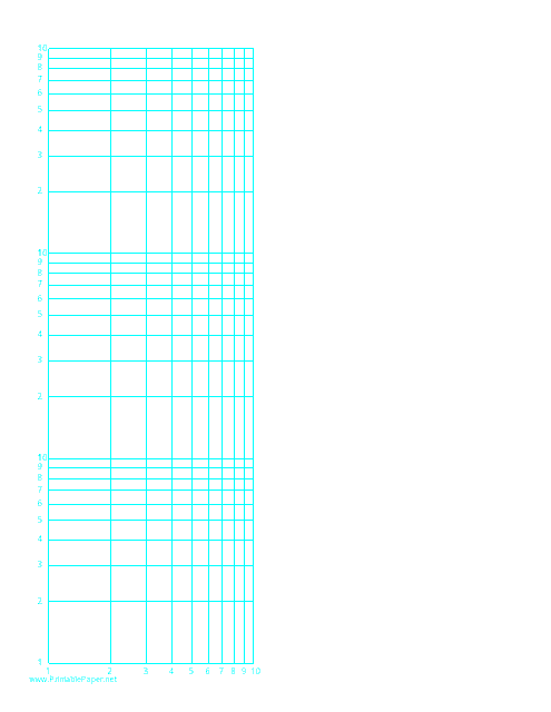 Log-Log Paper Template With Logarithmic Horizontal Axis (One Decade) and Logarithmic Vertical Axis (Three Decades)