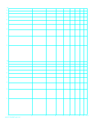 Document preview: Cyan Log-Log Paper Template (Logarithmic Horizontal Axis on One Decade, Logarithmic Vertical Axis on Two Decades)