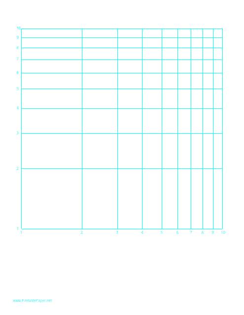 Log-Log Paper With Logarithmic Horizontal Axis and Logarithmic Vertical Axis Template - Short