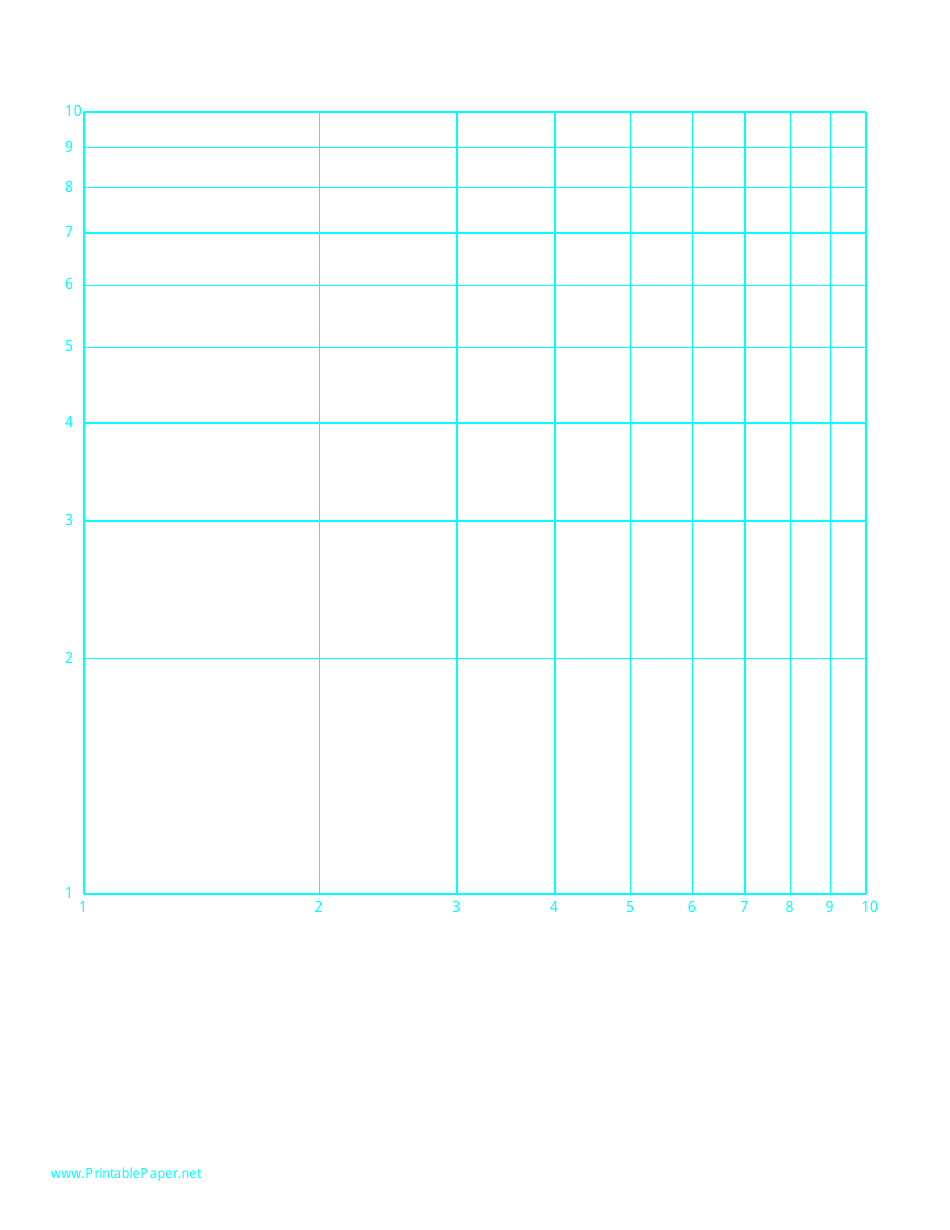 Log-Log Paper With Logarithmic Horizontal Axis and Logarithmic Vertical Axis Template - Short
