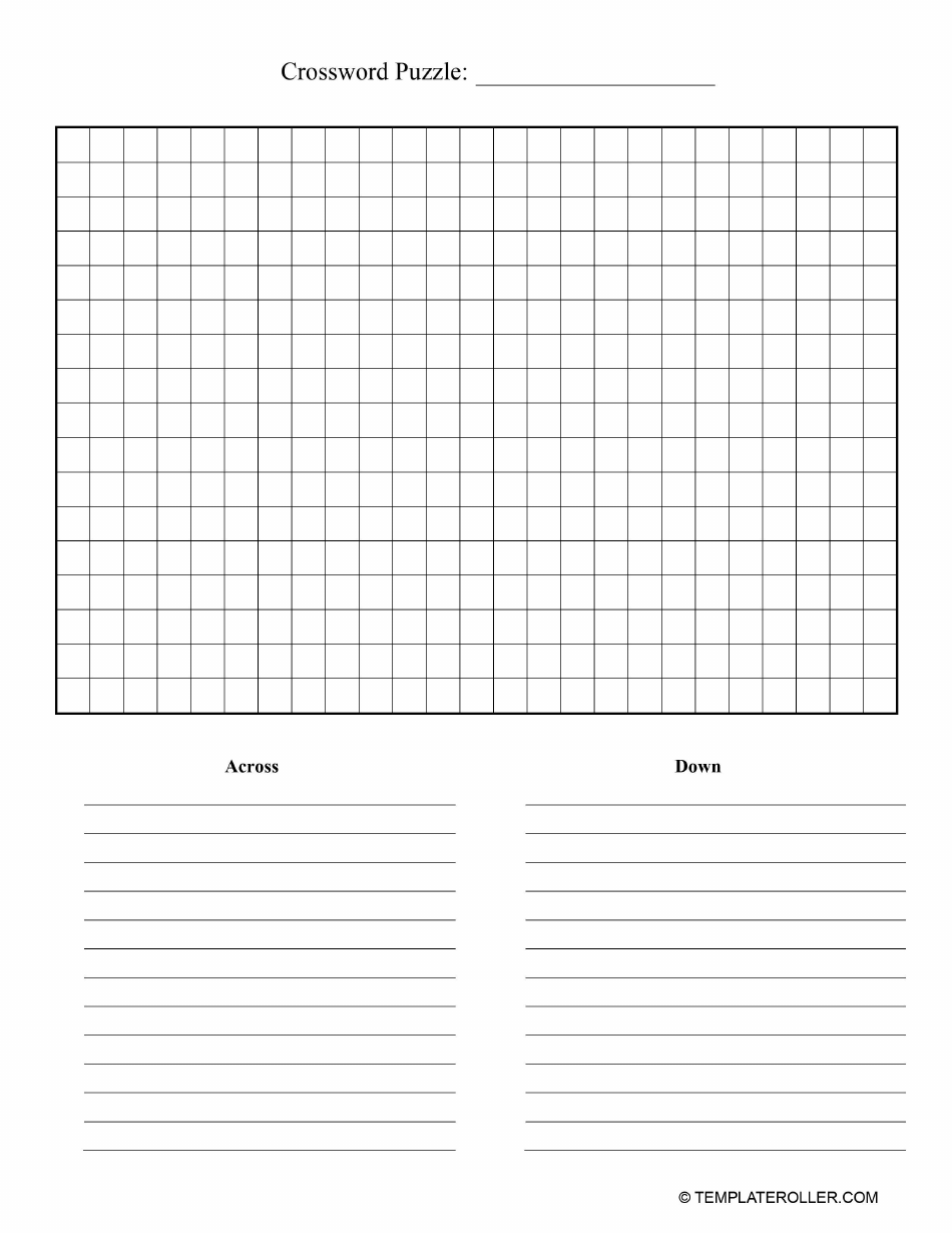 Blank Crossword Puzzle Template Download Fillable PDF  Templateroller With Regard To Blank Word Search Template Free