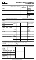 Form YG5426 &quot;Registration Information (Confidential) - Elevator Inspections&quot; - Yukon, Canada