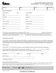 Document preview: Form YG5071 Assigment of Operating Plan - Yukon, Canada