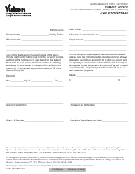 Document preview: Form YG5111 Survey Notice - Yukon, Canada (English/French)