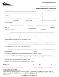 Document preview: Form YG5046 Application for a Full Claim - Yukon, Canada