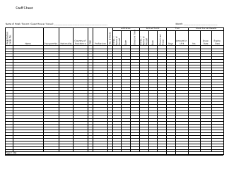 Document preview: Hotel/Resort Staff Sheet Template