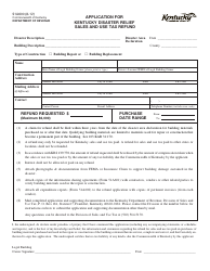 Document preview: Form 51A600 Application for Kentucky Disaster Relief Sales and Use Tax Refund - Kentucky