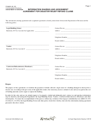 Form 51A601 Information Sharing and Assignment Agreement for Disaster Relief Refund Claims - Kentucky