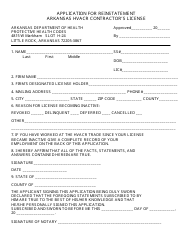 HVAC/R Reinstatement Application Form - Arkansas