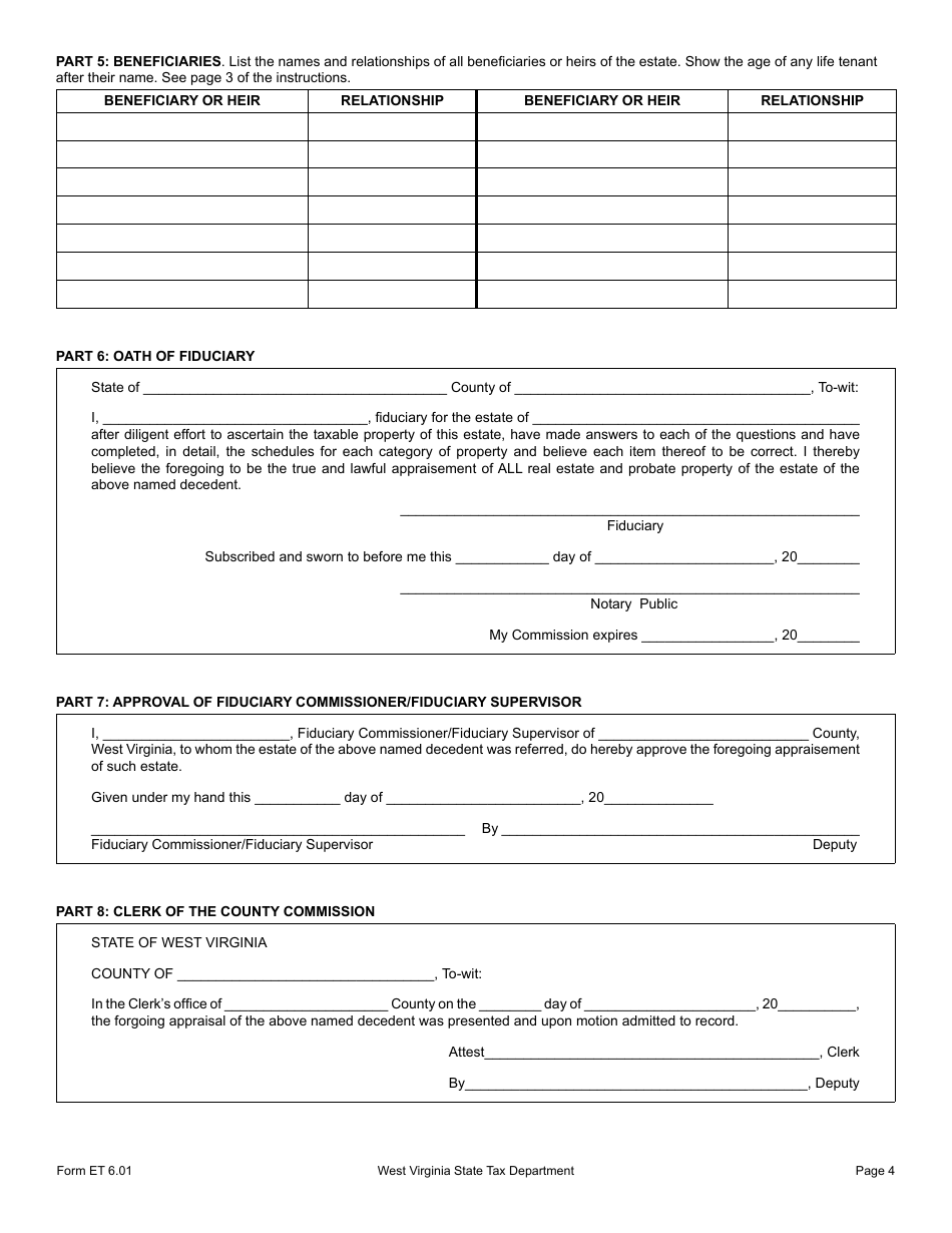 Form ET6.01 - Fill Out, Sign Online and Download Printable PDF, West ...