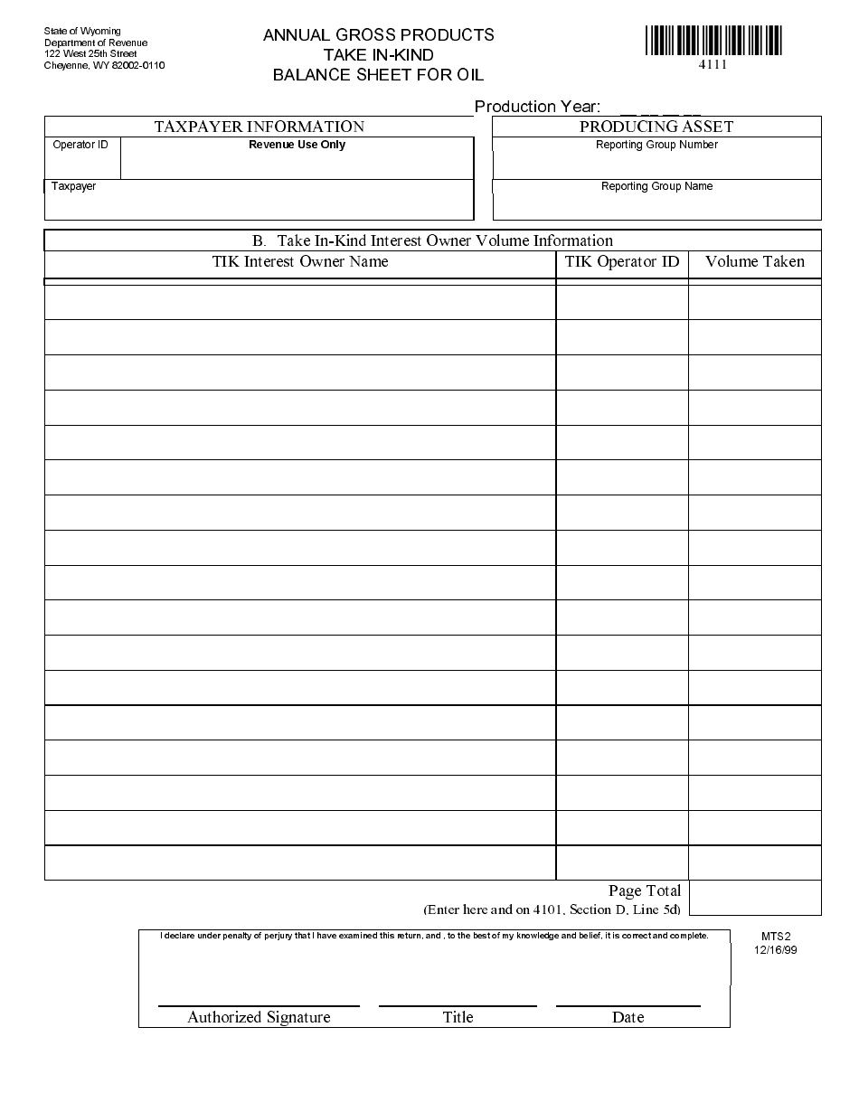 Form 4111 - Fill Out, Sign Online and Download Printable PDF, Wyoming ...