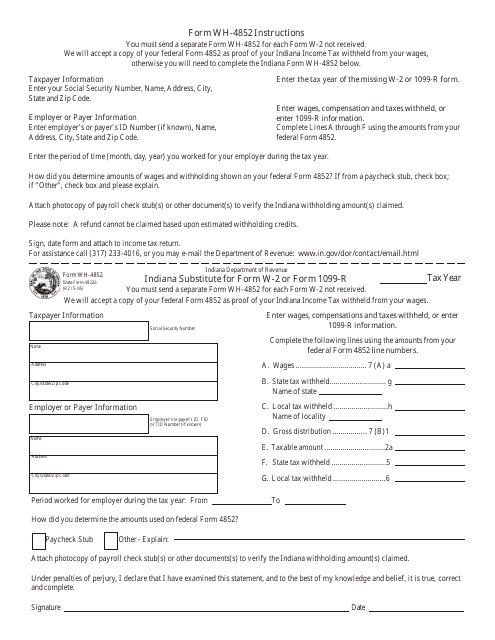 Form WH-4852  Printable Pdf