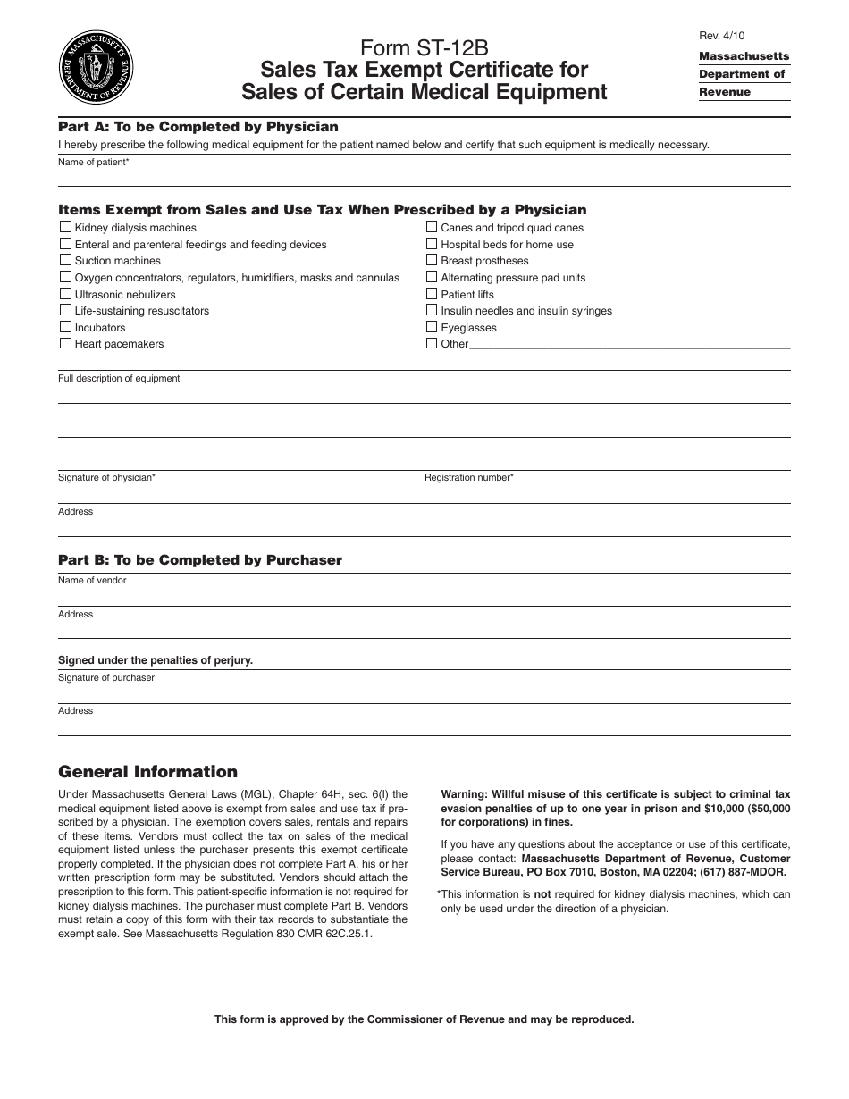 form-st-12b-download-printable-pdf-or-fill-online-sales-tax-exempt