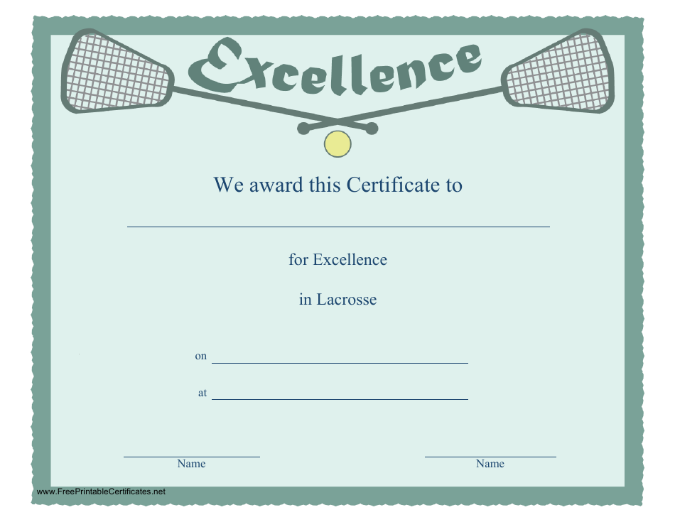 Lacrosse Certificate of Excellence Template, Page 1