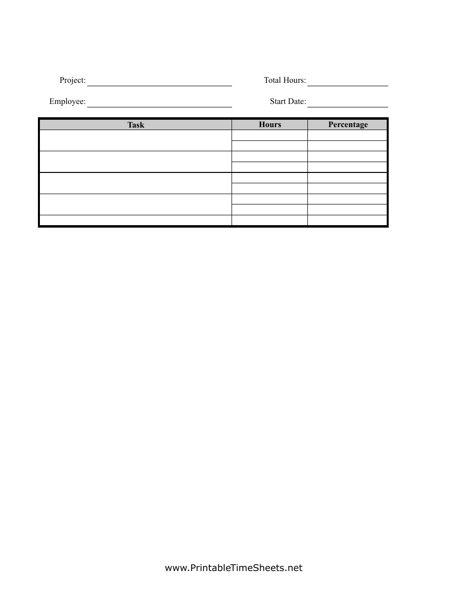 Employee Hours and Percentage Tracking Spreadsheet, Page 1