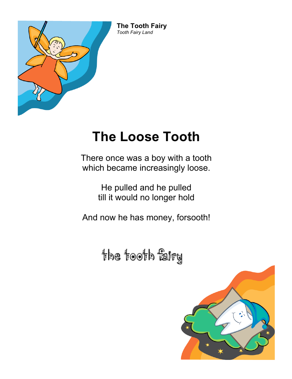 Sample Tooth Fairy Letter for a Boy, Page 1