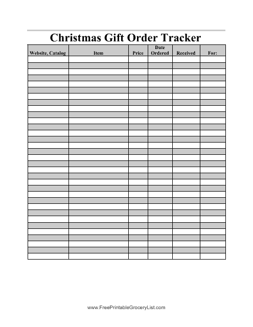 &quot;Christmas Gift Order Tracker Template&quot; Download Pdf