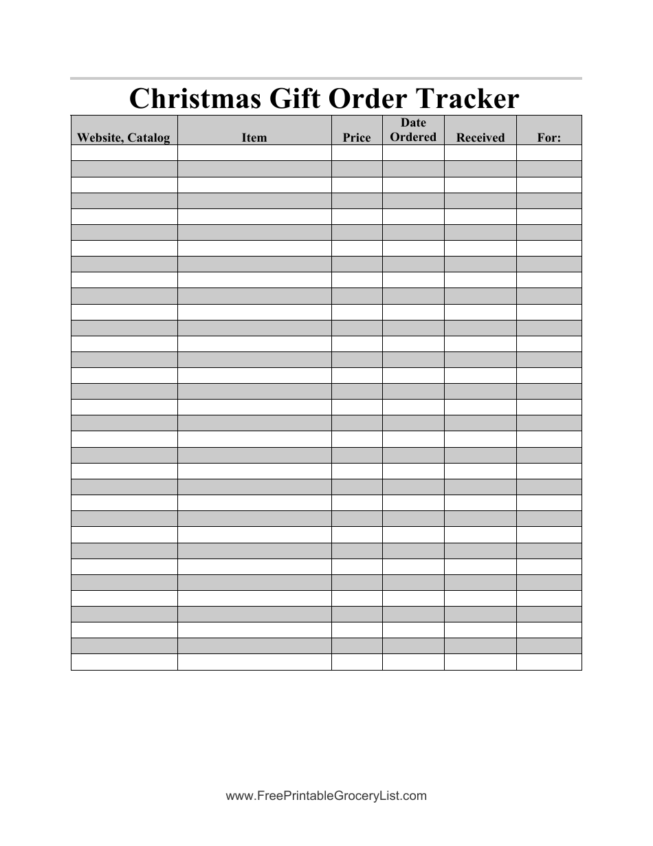 Christmas Gift Order Tracker Template Download Printable PDF