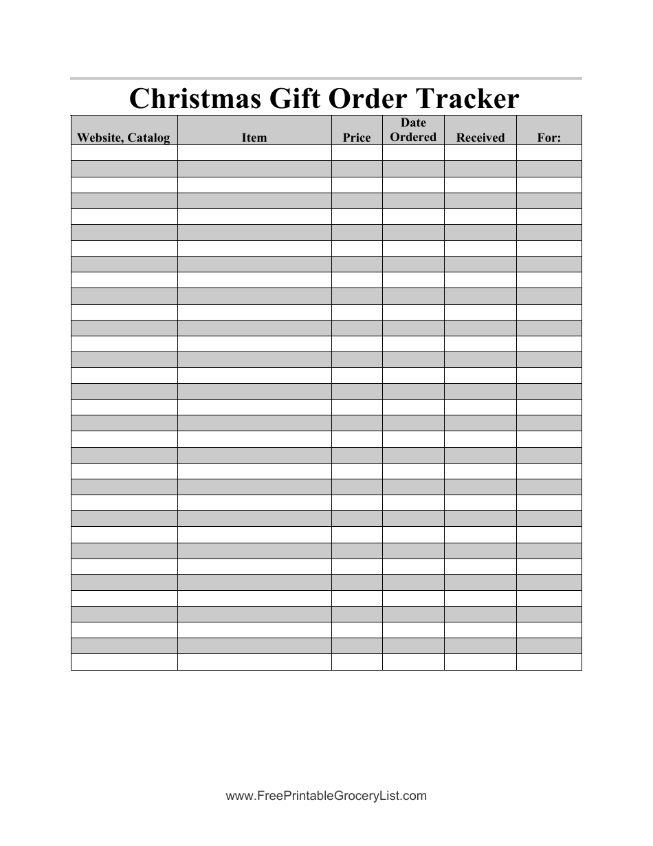 Christmas Gift Order Tracker Template, Page 1