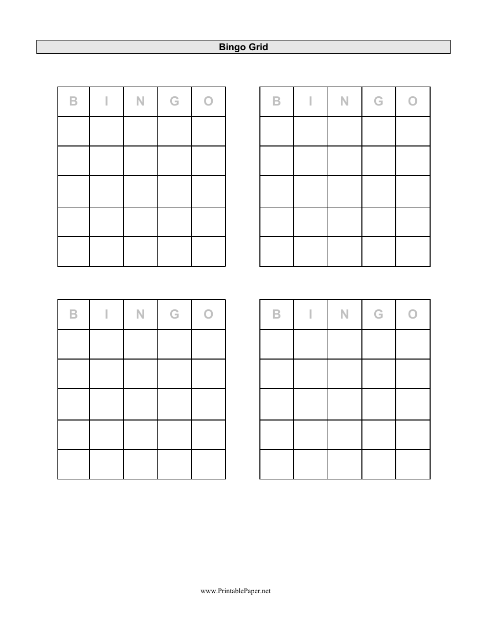 A preview image of a Bingo Grid template document.